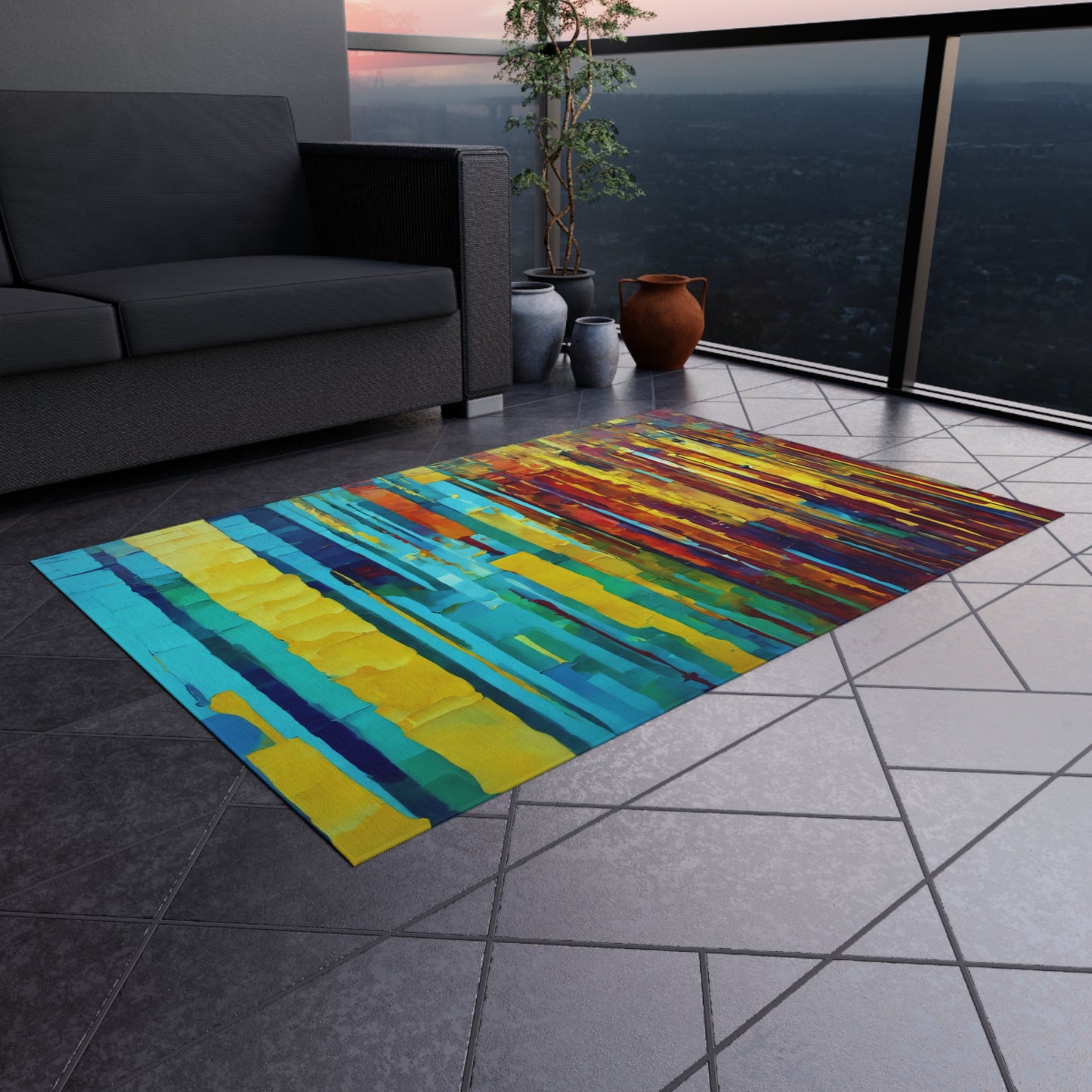 Striped Alpha 48" x 72" Outdoor Rug