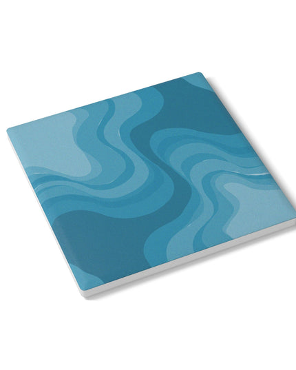 Sky Blue Wavey 4" x 4" Square Ceramic Coaster