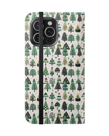 Mini Vintage Green Trees Flip Cases, Iphone 15 Pro Max