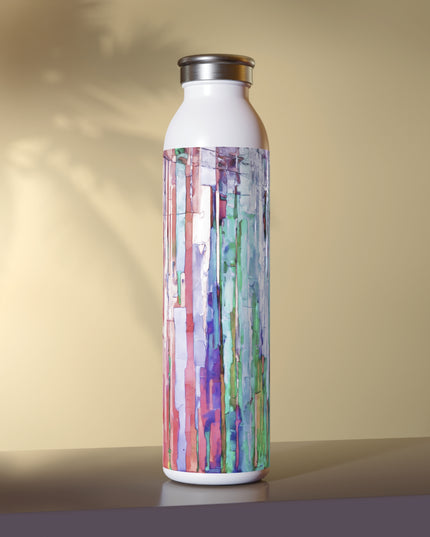 Striped Pastels Slim Water Bottle, 20 oz White