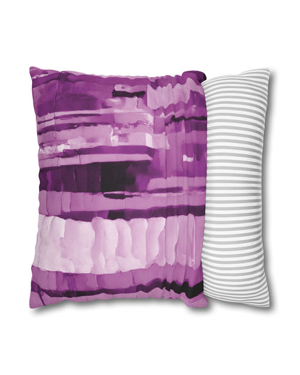 Striped Powder Lavender Spun Polyester Square Pillowcase, 14" x 14"