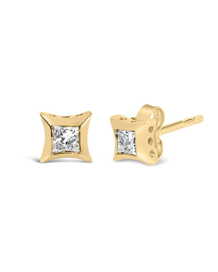 10K White Gold 1/5 Cttw Invisible Set Princess-Cut Diamond Stud Earrings (H-I Color, SI2-I1 Clarity)
