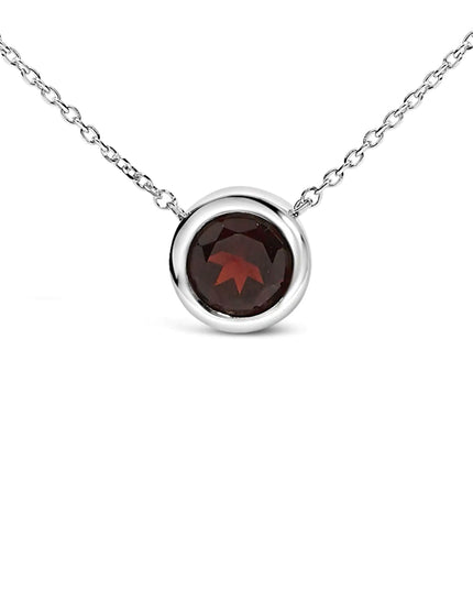 .925 Sterling Silver 7MM Bezel Set Created Purple Amethyst Pendant Necklace - 18" Inches