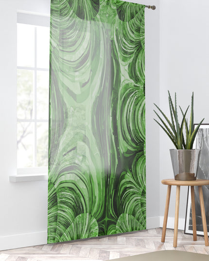 Uzi Spiral Mint Pastel Sheer Window Curtain, 50" x 84", partially transparent