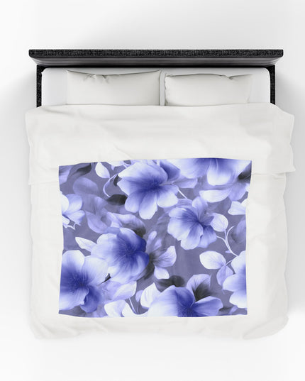 Indigo Blossom Floral Bunch Velveteen Plush Blanket, 50" x 60"