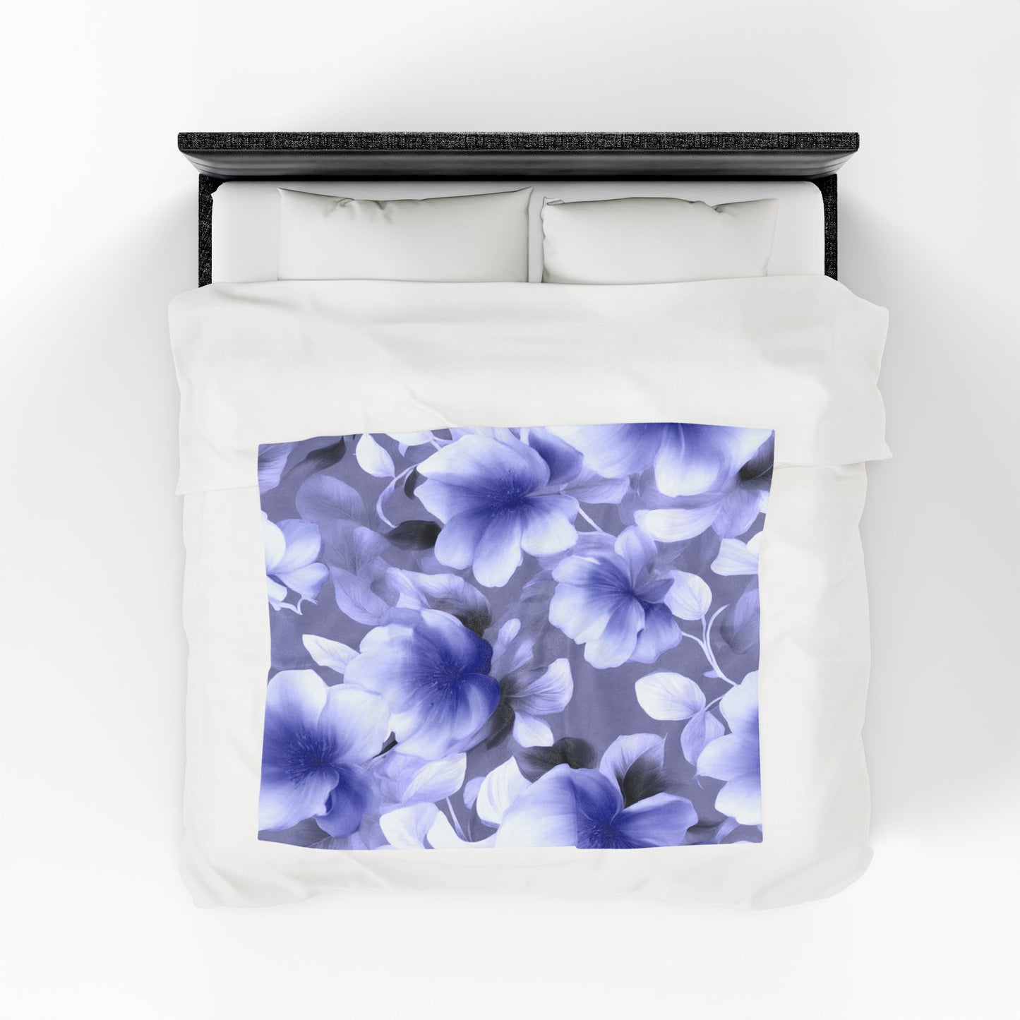 Indigo Blossom Floral Bunch Velveteen Plush Blanket, 50" x 60"