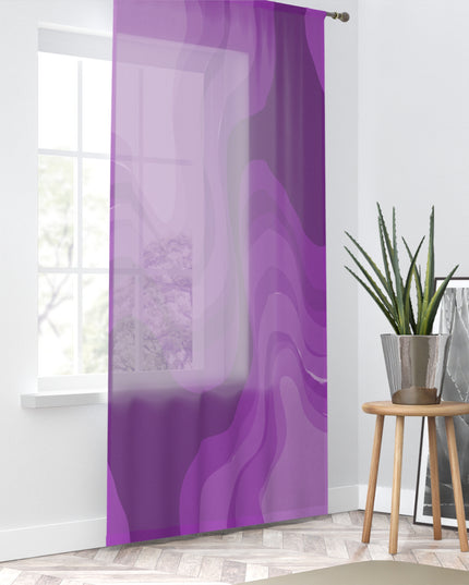 Wavey Purple Wavey Sheer Window Curtain, 50" x 84", partially transparent