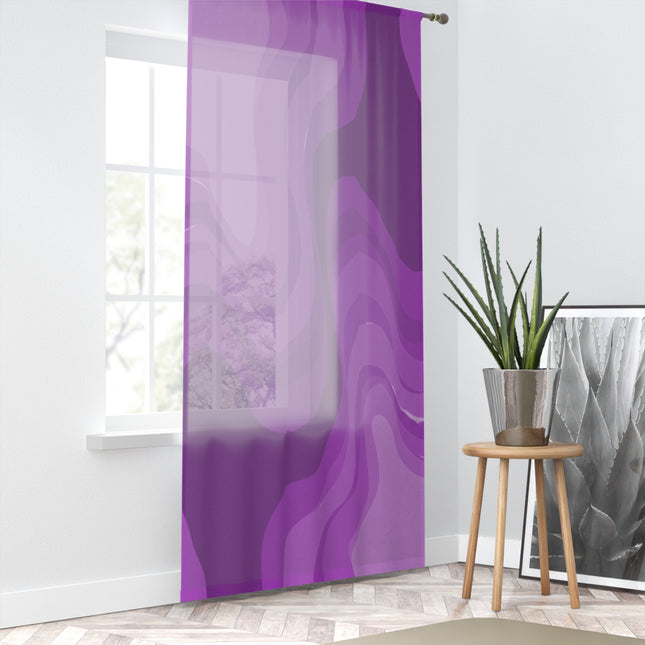 Wavey Purple Wavey Sheer Window Curtain, 50" x 84", partially transparent