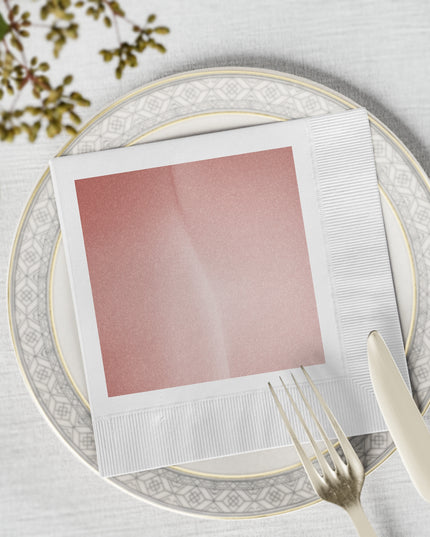 Rose Red Fade White Coined Napkins, 6.5" x 6.5"