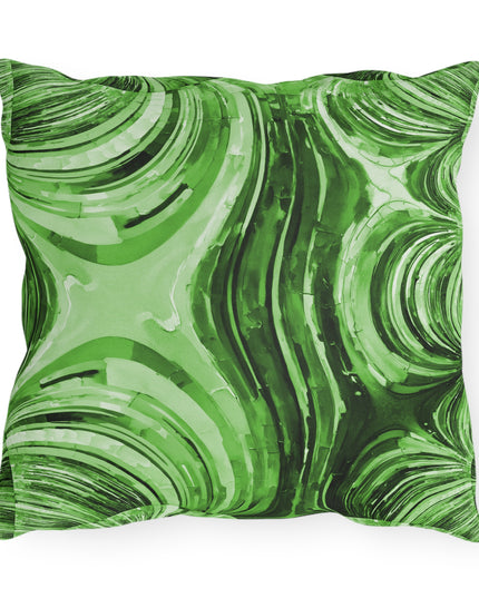 Uzi Spiral Mint Pastel Outdoor Pillow, 16" x 16"