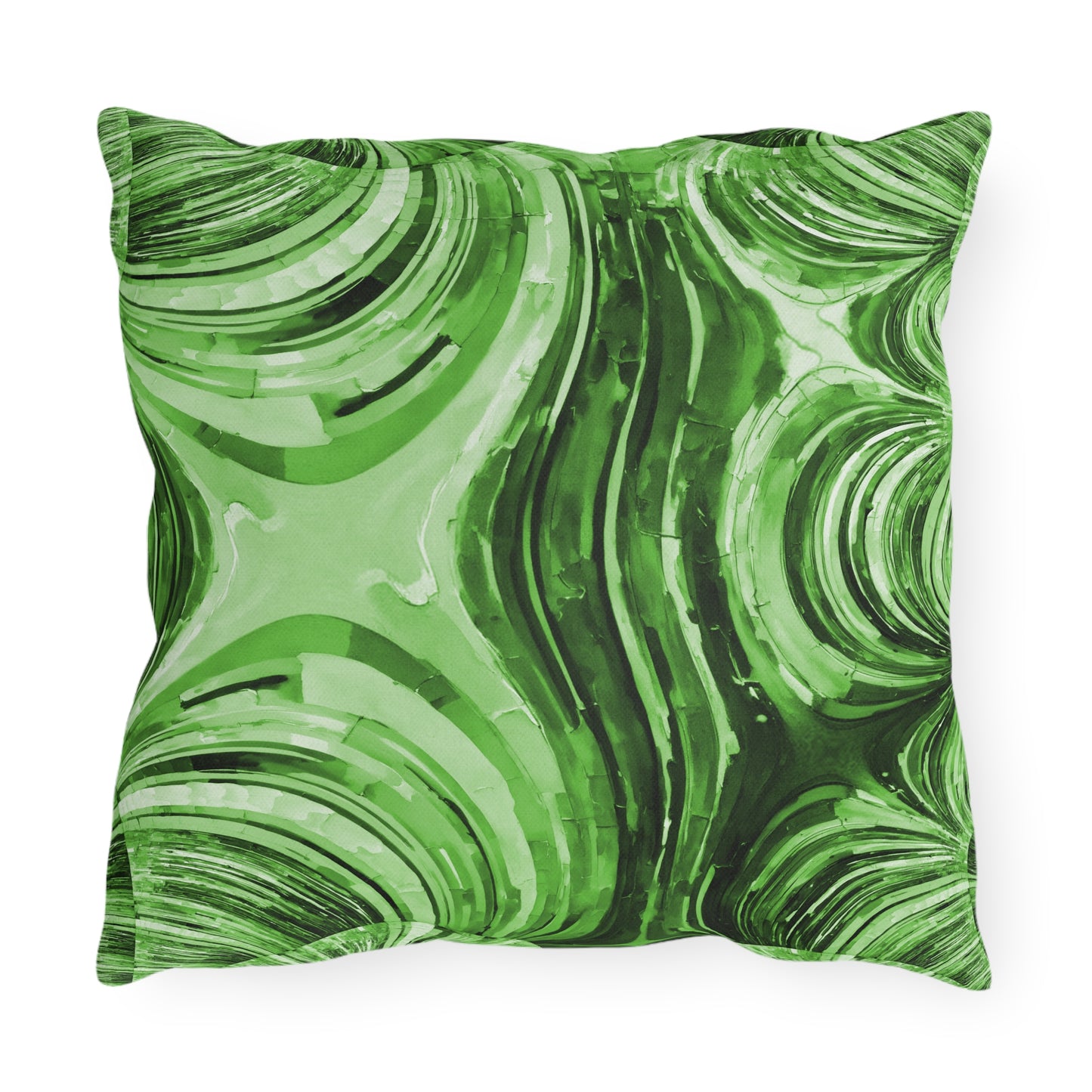 Uzi Spiral Mint Pastel Outdoor Pillow, 16" x 16"
