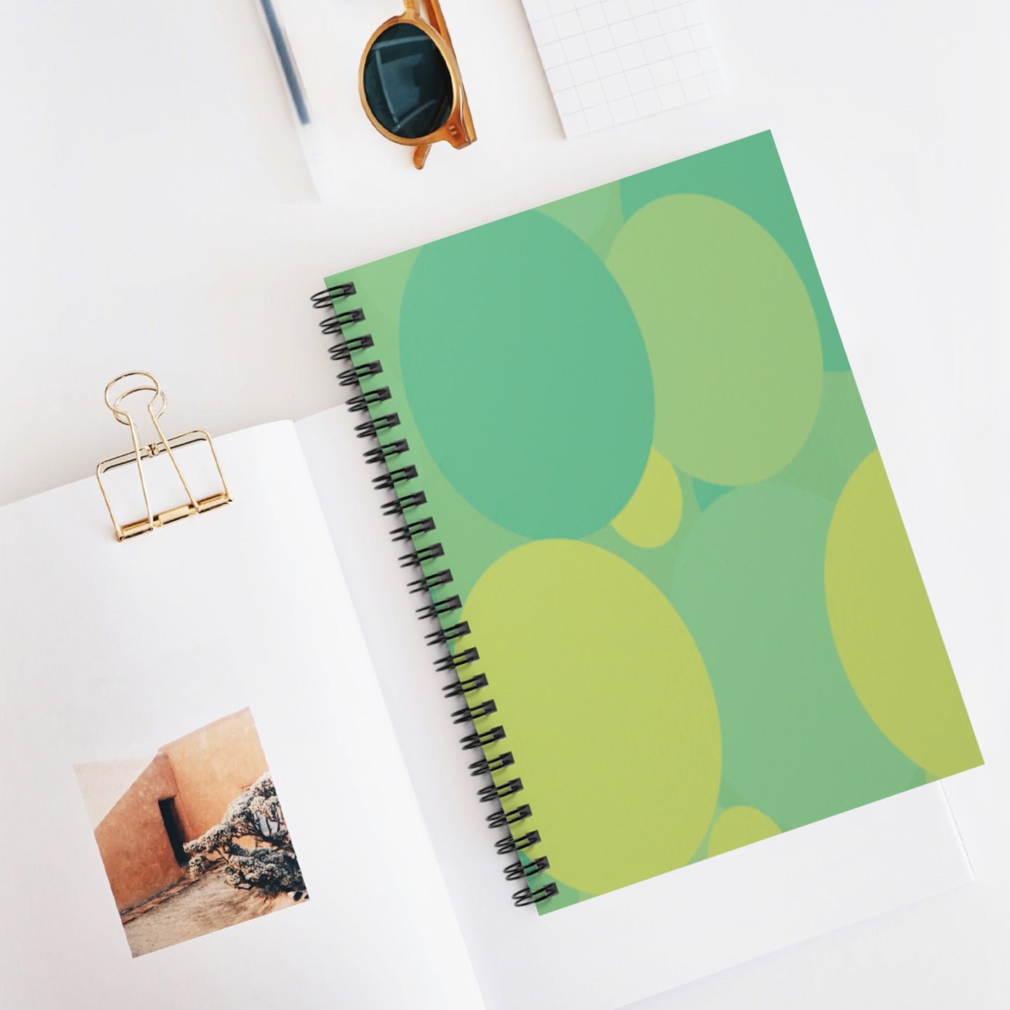 Pastel Green Patches Spiral Notebook - Ruled Line, 6" x 8", 118 pages