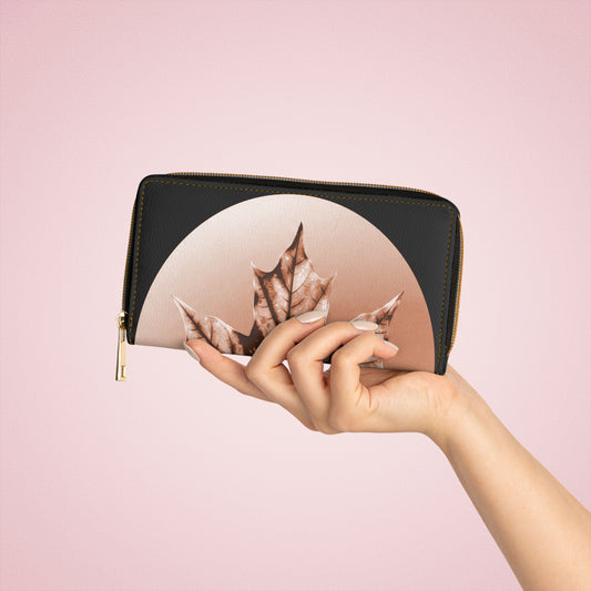 Soft Maple Leaf Elegant Abstract Zipper Wallet - Stylish & Functional Accessory for Everyday Use