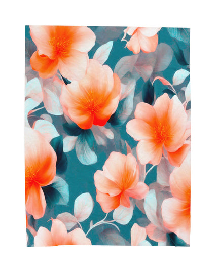 Orange Blossom Floral Bunch Velveteen Plush Blanket, 60" x 80"