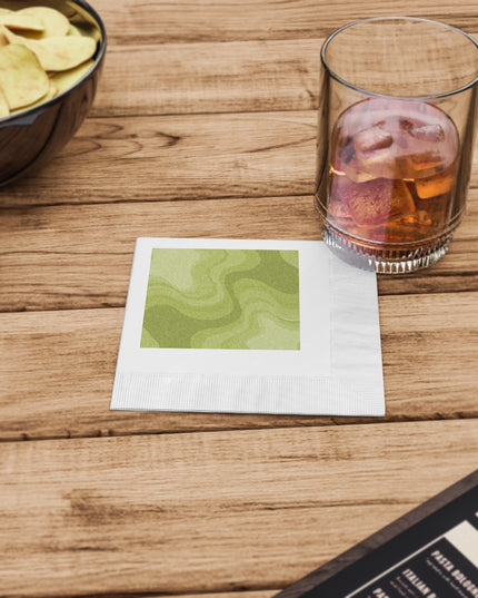 Lemon Wavey White Coined Napkins, 4.8" x 4.8"