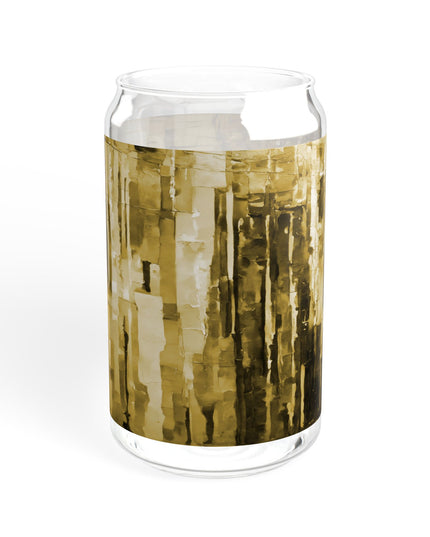 Striped Light Brown Sipper Glass, 16oz