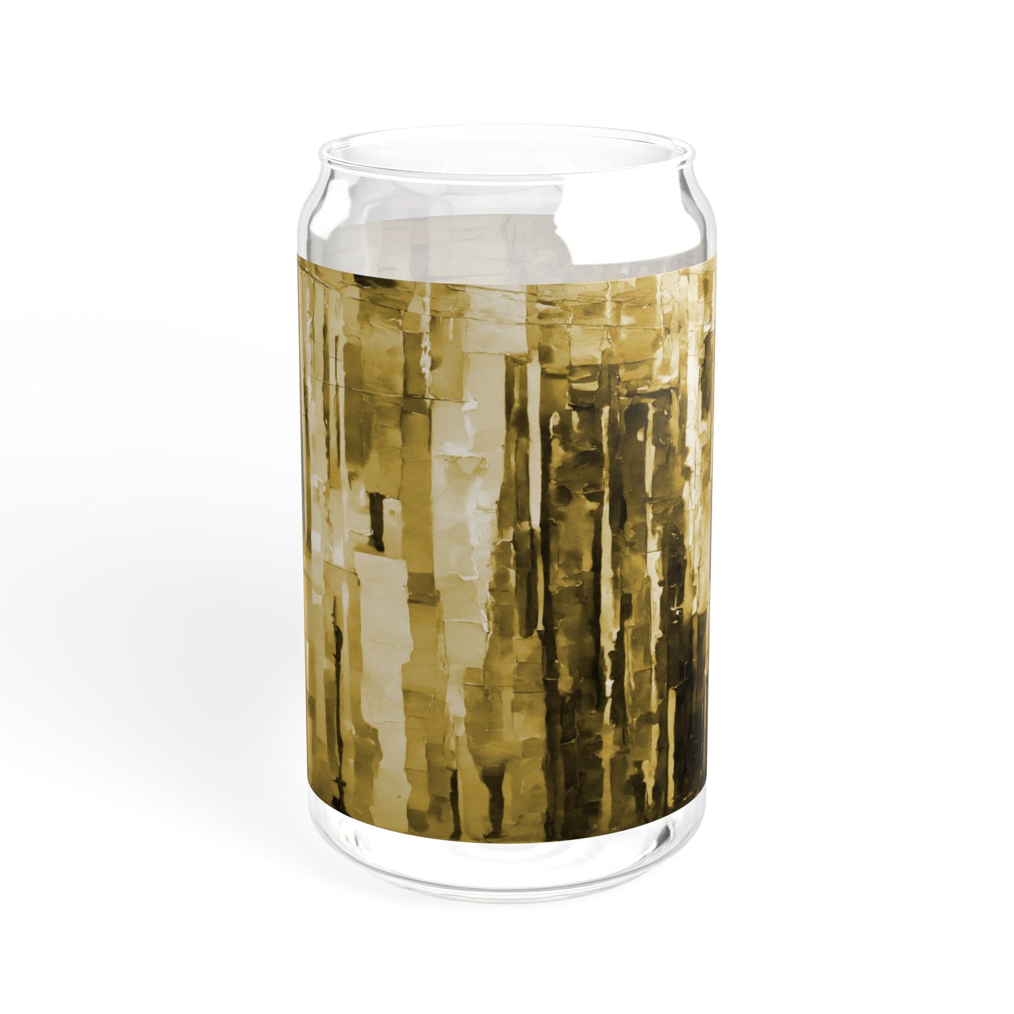 Striped Light Brown Sipper Glass, 16oz