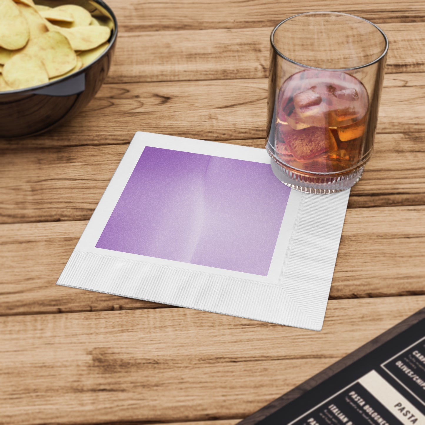 Soft Lavender Fade White Coined Napkins, 6.5" x 6.5"