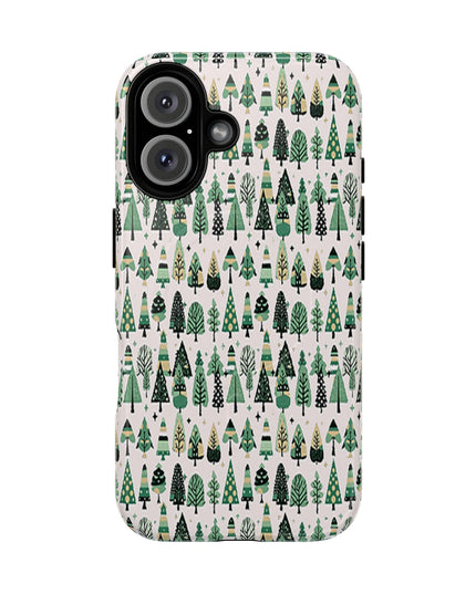 Mini Vintage Green Trees Iphone 16 Tough Magnetic Cases