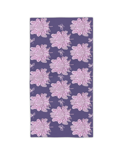 Magenta Floral Butterflies Beach Towel, 24" x 44"