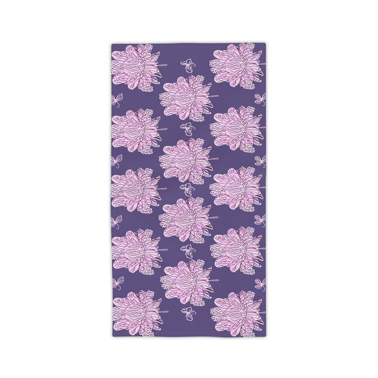 Magenta Floral Butterflies Beach Towel, 24" x 44"
