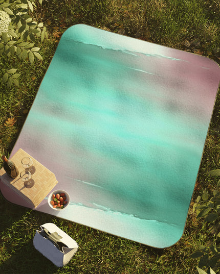 Green Sea Lavender Fog 61" × 51" Picnic Blanket