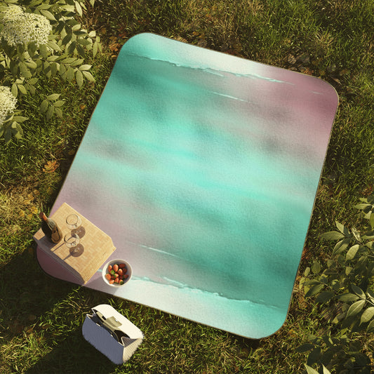 Green Sea Lavender Fog 61" × 51" Picnic Blanket