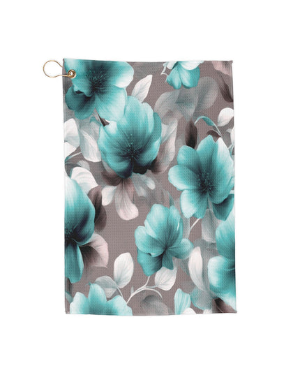 Tif Green Gray Floral Bunch Golf Towel, 16" x 24"