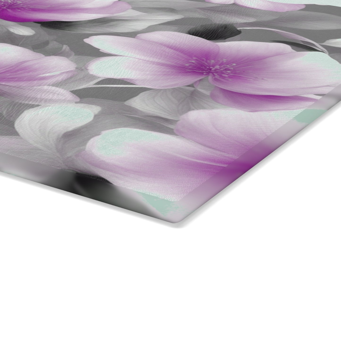 Purple Blossom Floral Bunch Glass Cutting Board, 11" x 15"