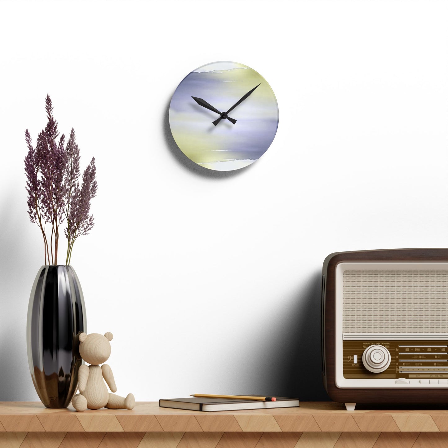 Lavender Sea Golden Fog Acrylic Round Wall Clock, 8" x 8"