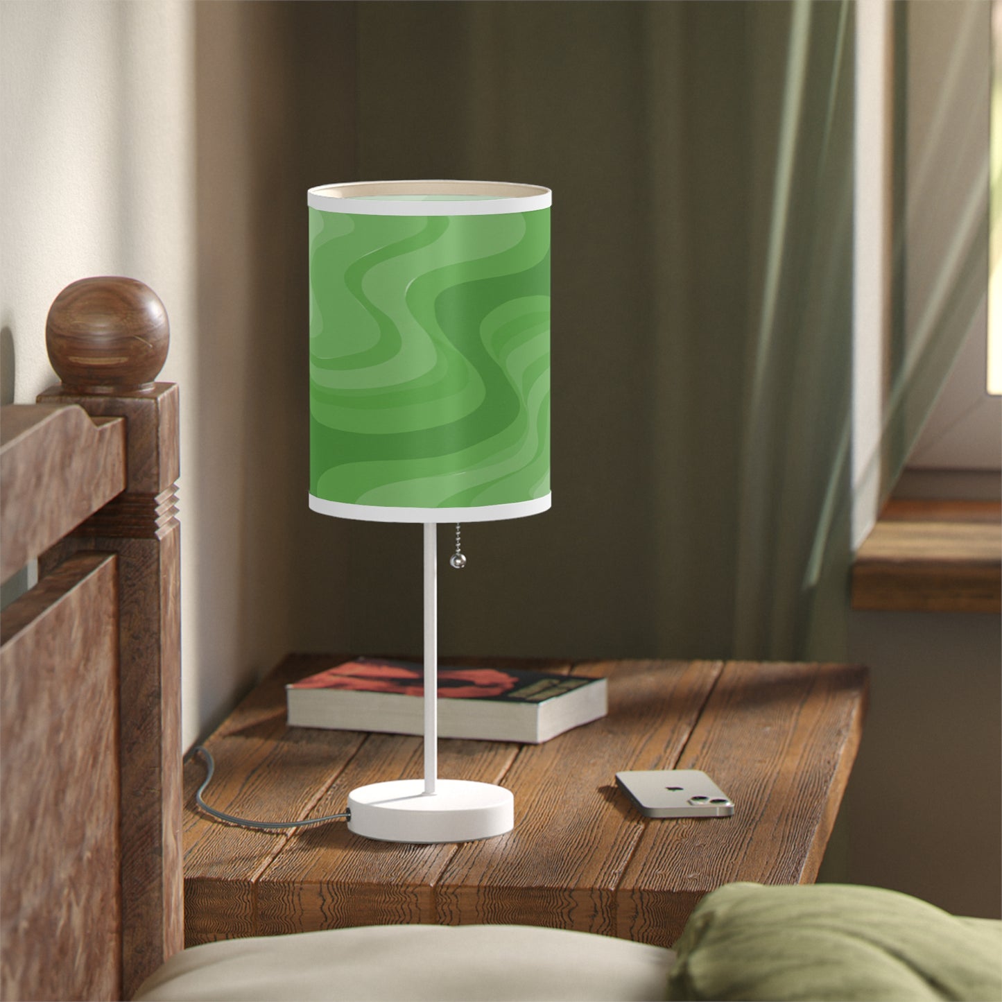 Greenie Meanie Wavey Table Lamp on a White or Silver Stand, US|CA plug