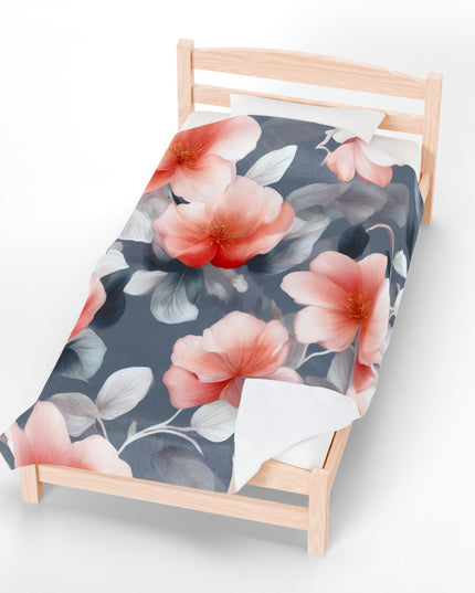 Red Blossom Floral Bunch Velveteen Plush Blanket, 60" x 80"