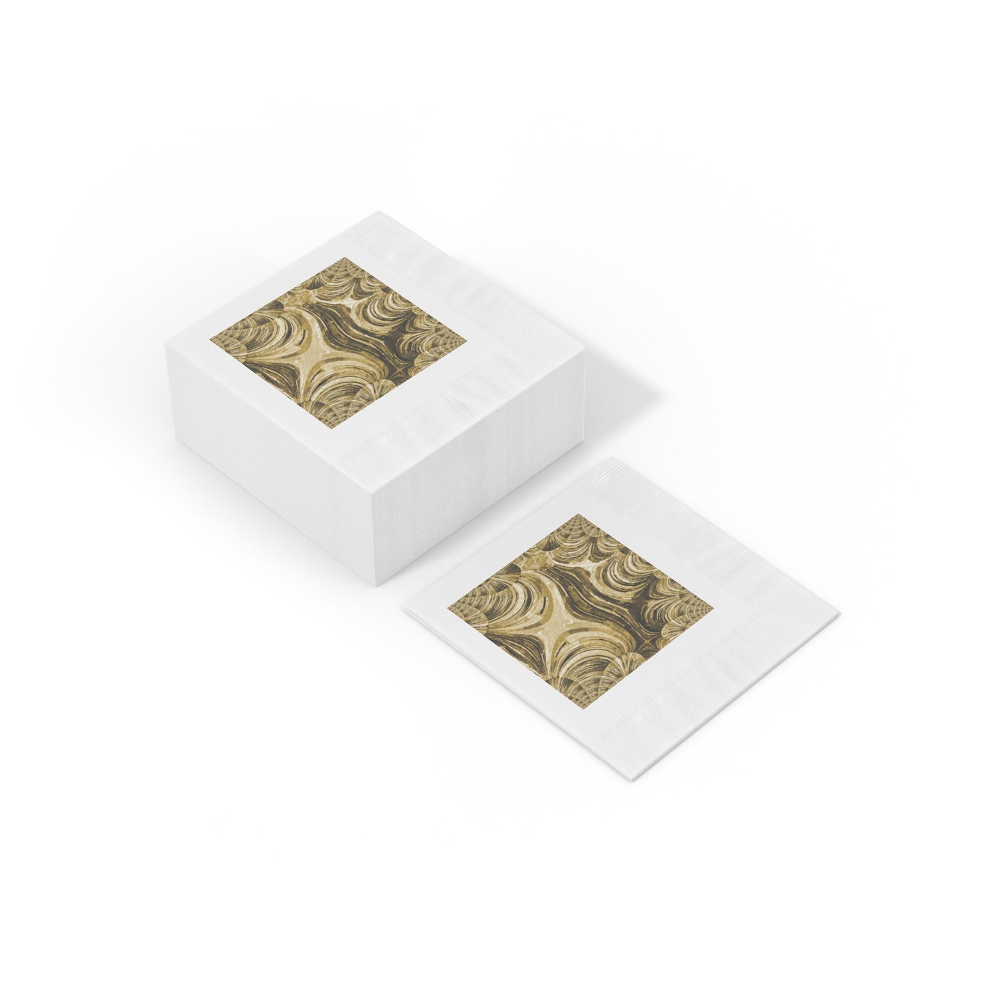 Uzi Spiral Light Brown Pastel White Coined Napkins, 4.8" x 4.8"