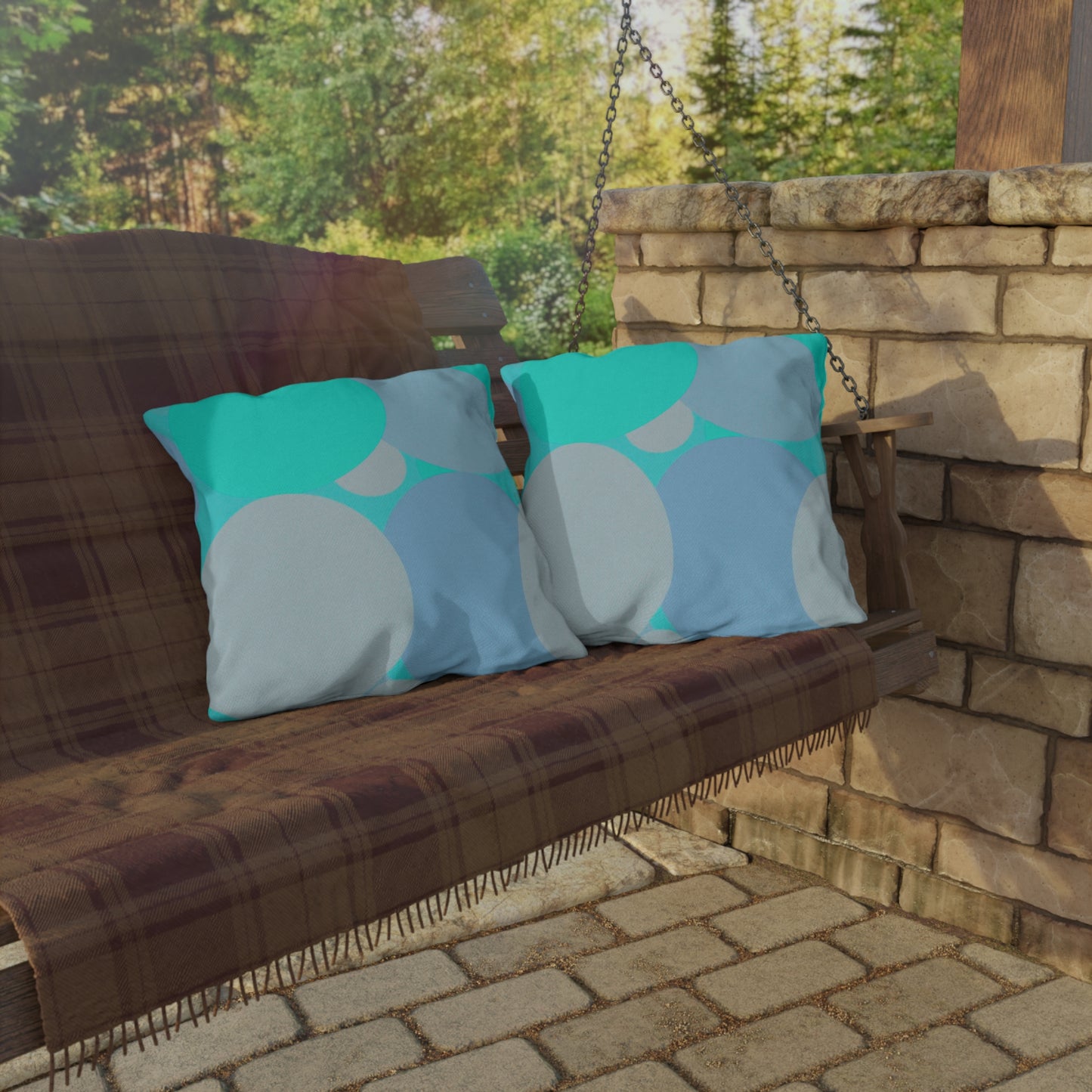 Pastel Tan and Tif Patches 20" x 20" Outdoor Pillows