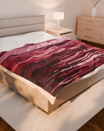 Striped Ruby Velveteen Plush Blanket, 60" x 80"