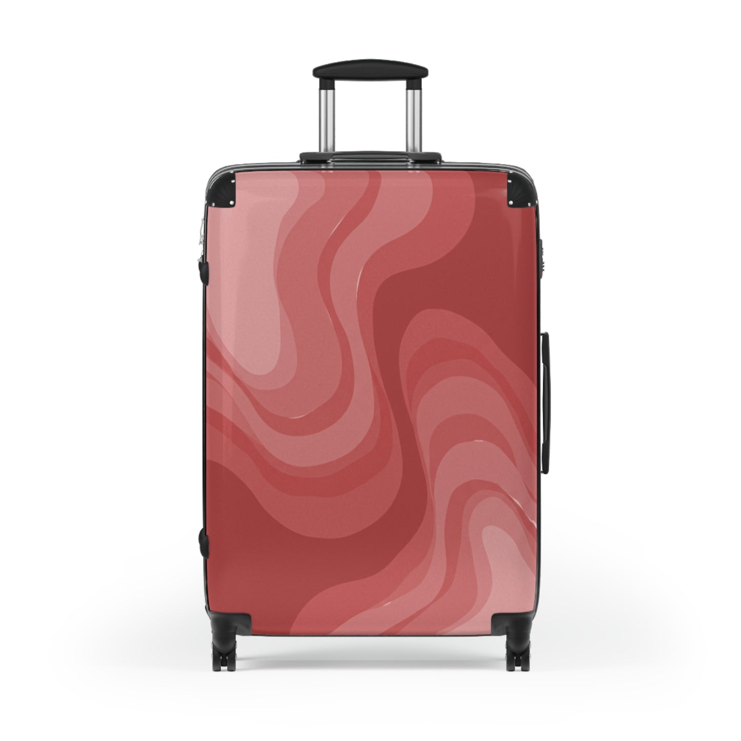 Power Red Wavey Large Suitcase with built in lock, 4 double-wheels, telescopic handle, and ABS back hard-shell