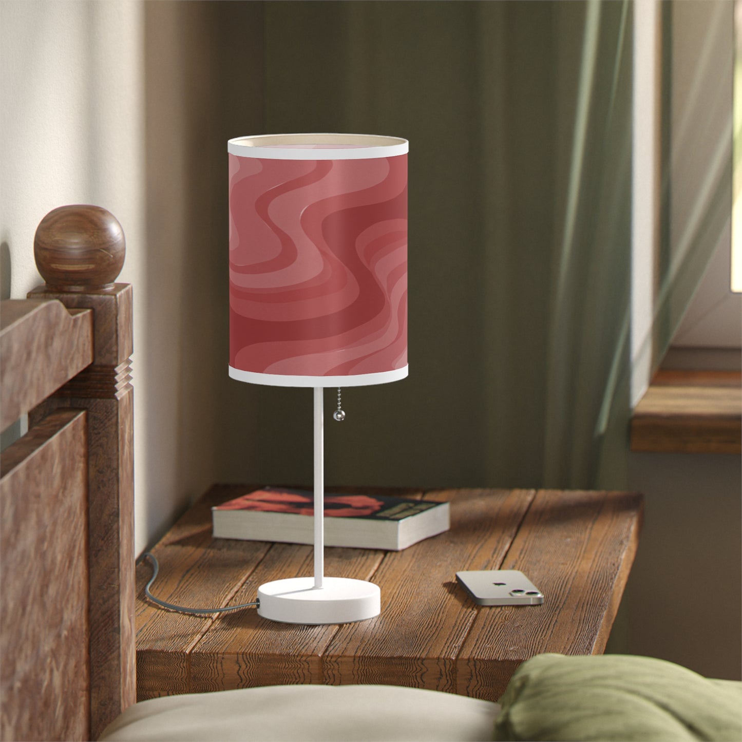 Power Red Wavey Table Lamp on a White or Silver Stand, US|CA plug