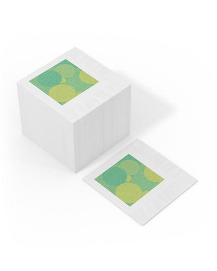 Pastel Green Patches White Coined Napkins, 4.8" x 4.8"
