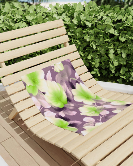 Lime Lavender Floral Bunch Beach Towel, 18" x 27"