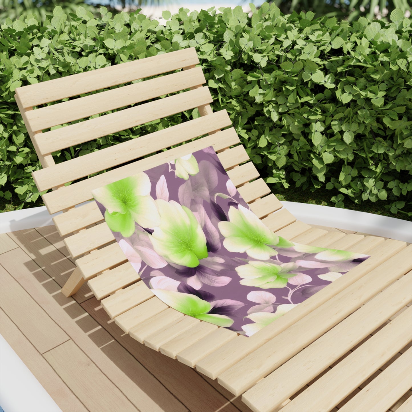 Lime Lavender Floral Bunch Beach Towel, 18" x 27"