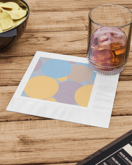 Pastel Baby Blue and Peach Patches White Coined Napkins, 6.5" x 6.5"