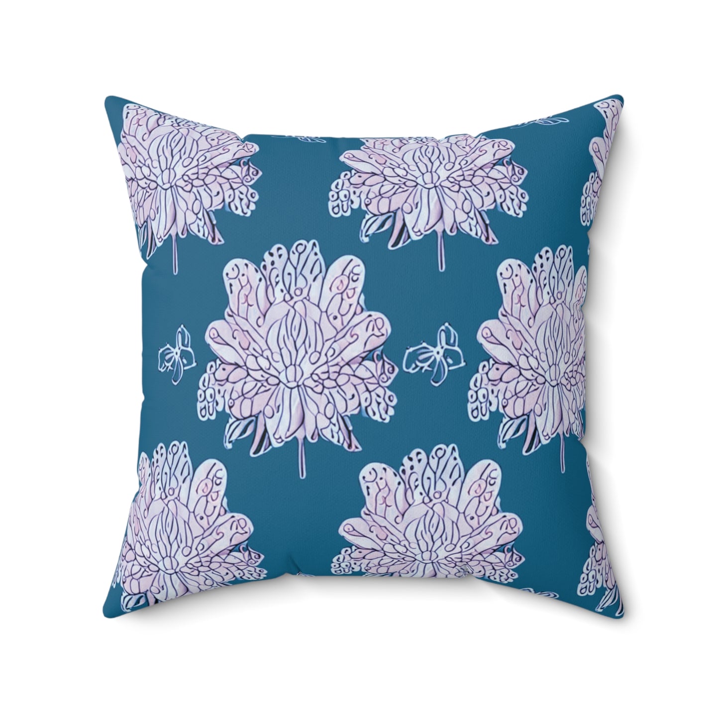 Lavender Floral Butterflies 20" x 20" Faux Suede Square Pillow