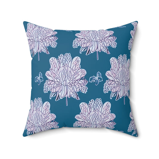 Lavender Floral Butterflies 20" x 20" Faux Suede Square Pillow
