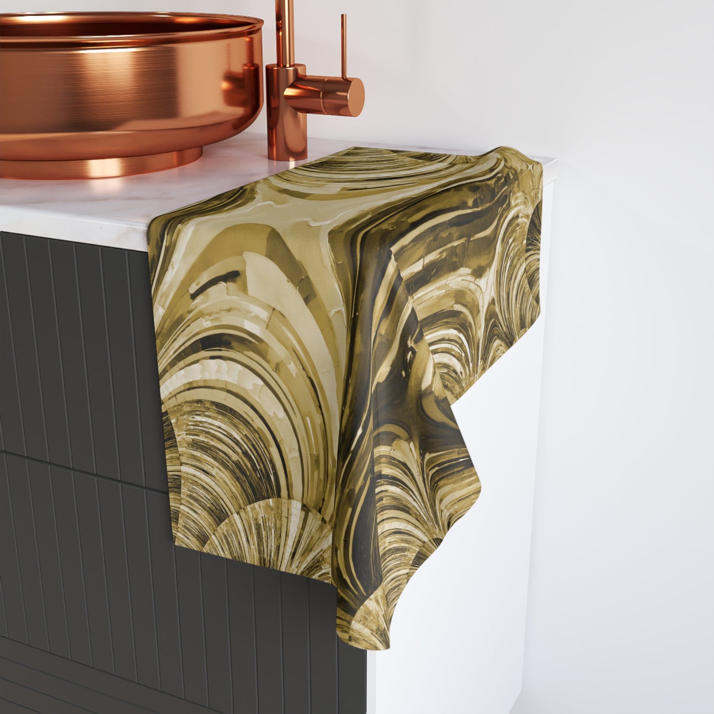 Uzi Spiral Light Brown Hand Towel, 16" x 28"
