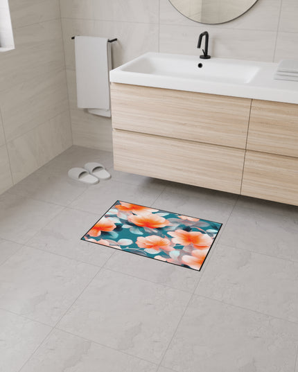 Orange Blossom Floral Bunch Heavy Duty Floor Mat, 18" x 27"