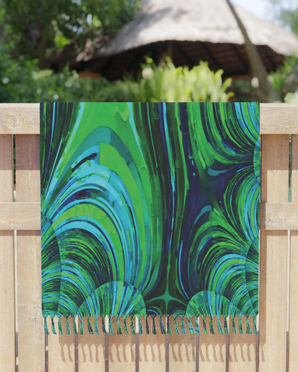 Uzi Spiral Blue Green 38" × 81" Boho Beach Cloth