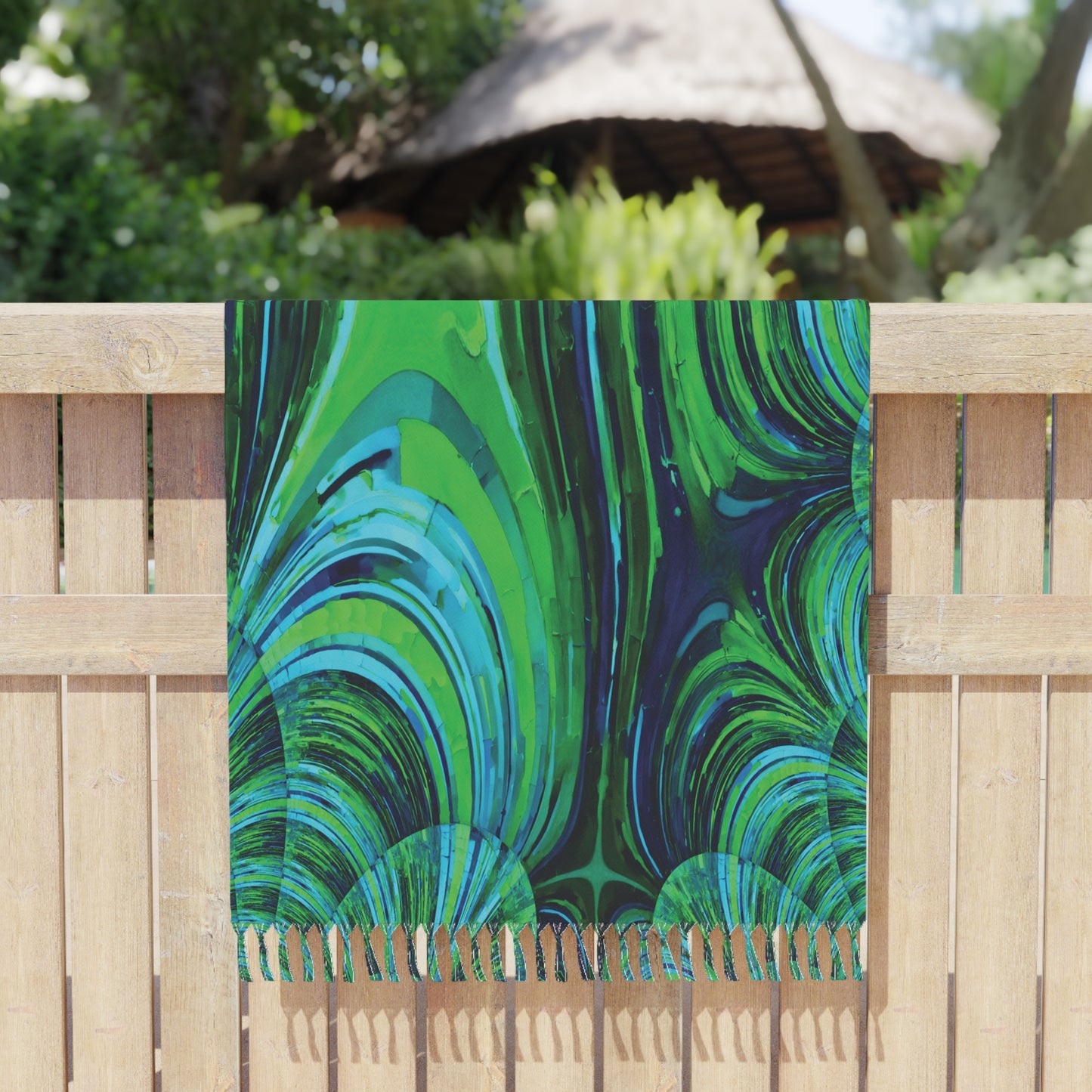 Uzi Spiral Blue Green 38" × 81" Boho Beach Cloth