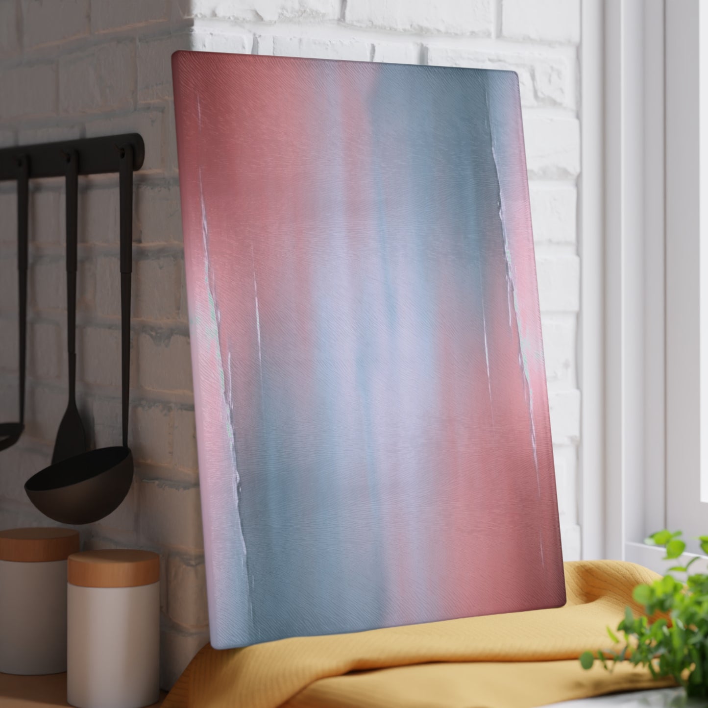 Gray Sea Pink Fog Glass Cutting Board, 11" x 15"