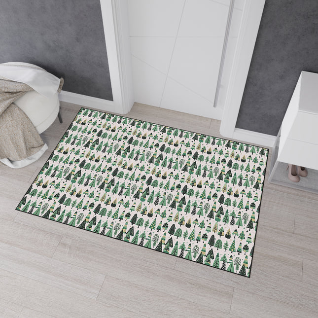 Mini Vintage Green Trees 48" x 72" Heavy Duty Floor Mat