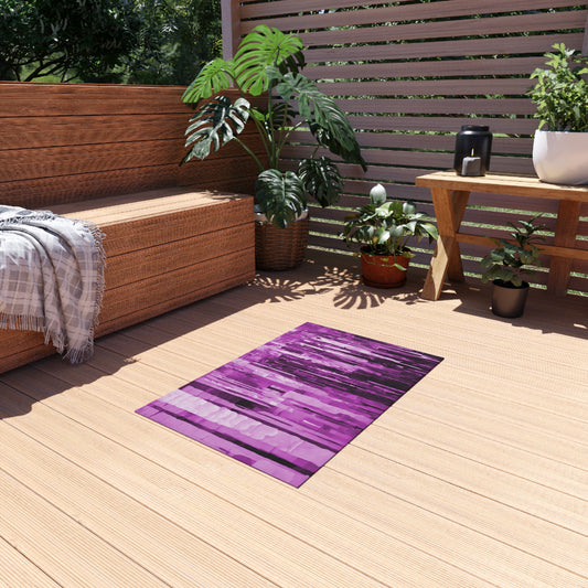 Striped Powder Lavender Outdoor Rug, 24" x 36"